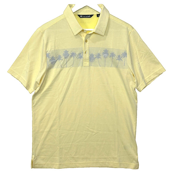 Travis Mathew Other - Travis Mathew Palm Tree Stripe Short Sleeve Golf Polo Shirt Yellow Men's M NWOT